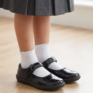 Girls Black Velcro Strap School Shoes SK0118
