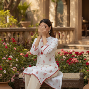 White Printed Lawn Shirt